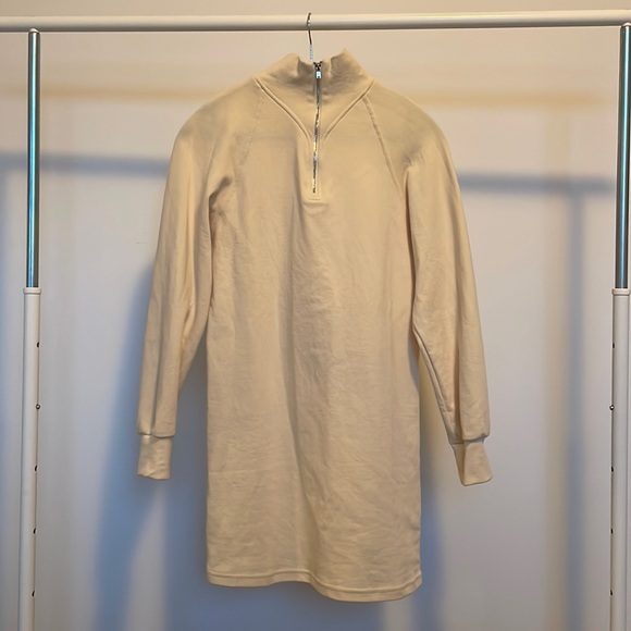 Cream Shein Premium Half Zip Sweater Dress XS - Picture 1 of 3
